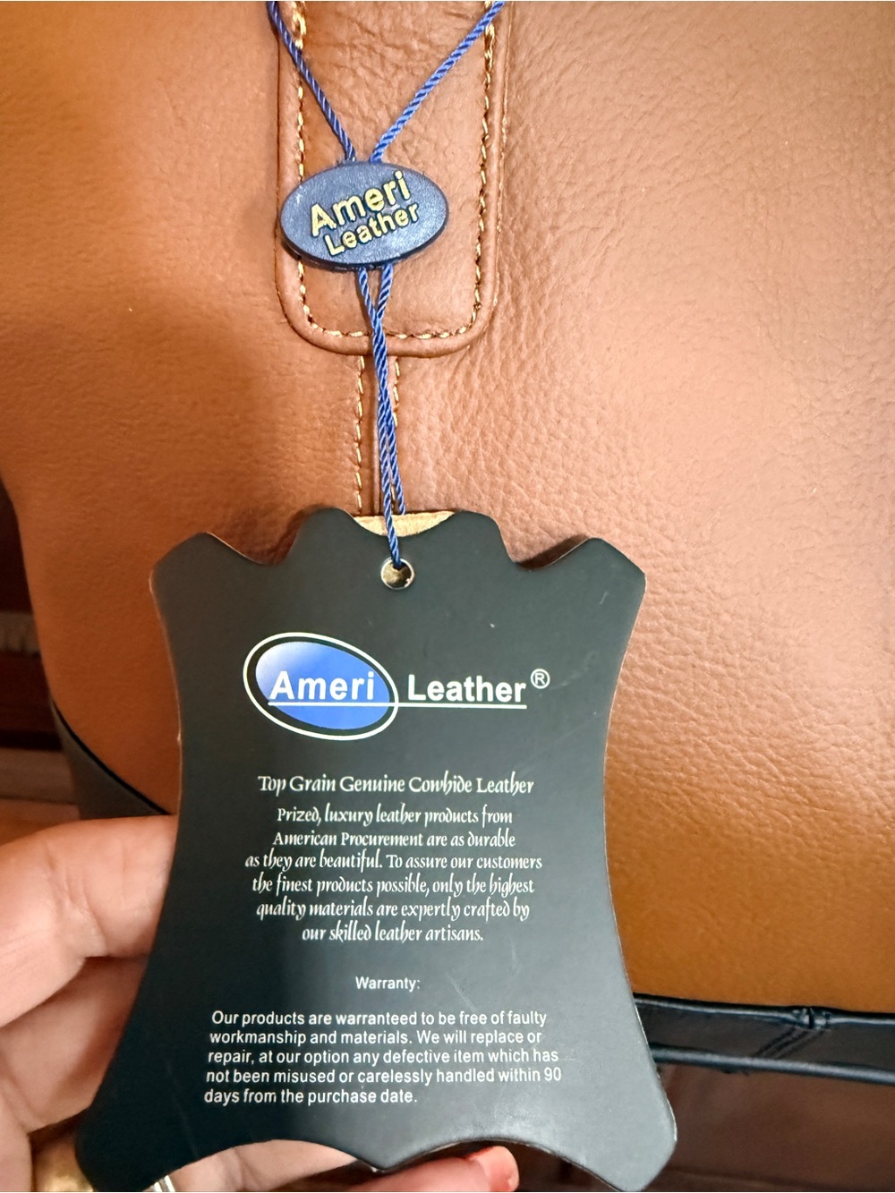 AmeriLeather two tone
Caramel & black buttery leather
tote 15.50 x 10.5 NWT - Picture 3 of 14